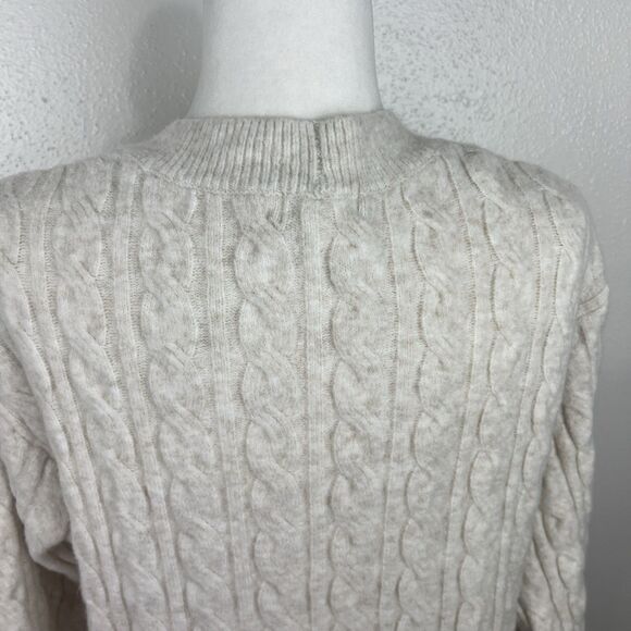 H&M Sweater Women Small Tan Knit Cardigan Button Up Wool Blend Grampa Pockets - Picture 12 of 14